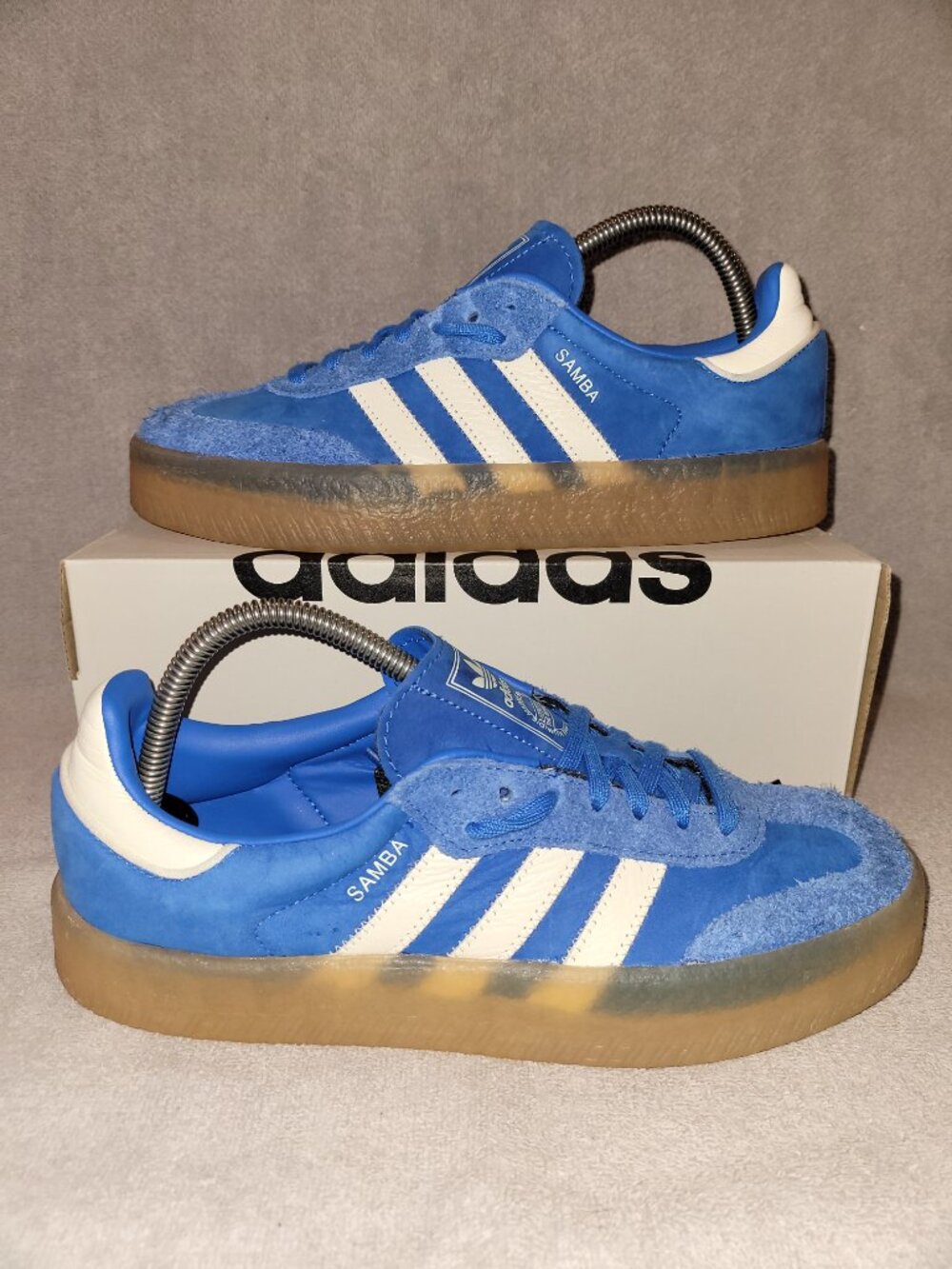 Adidas ♀️ Women's Sambae Samba JI2743 Blue/White Tan Gum Suede Sneakers Size 8.5